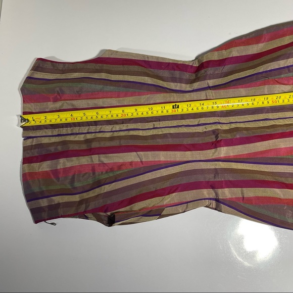 VTG 50s 60s Silk Striped Multicolored Stripes Handmade Dress Sheer Lining Lk New - Picture 11 of 16